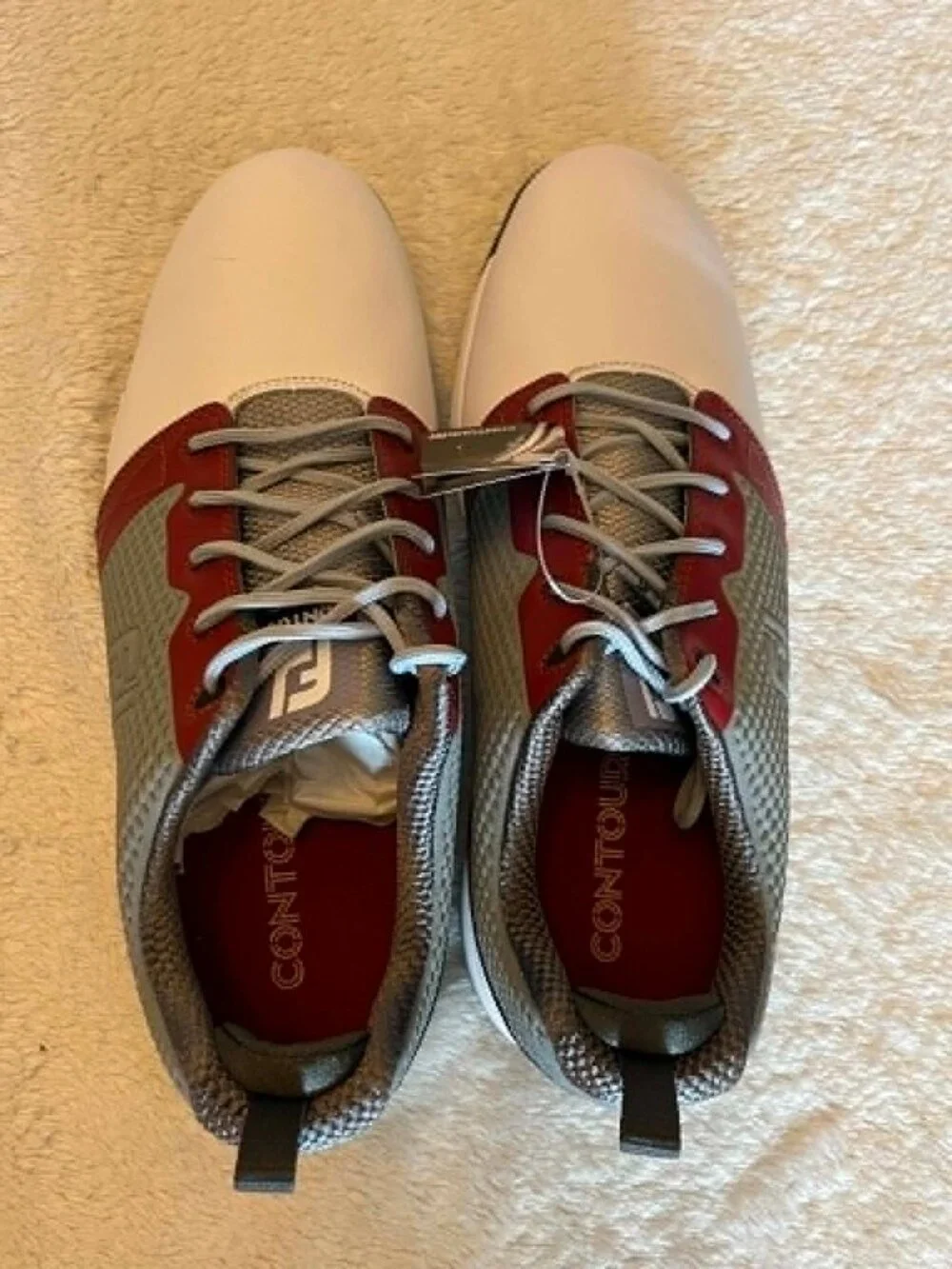 FootJoy Men's Contour Fit Golf Shoes White, Gray and Burgundy size 9M